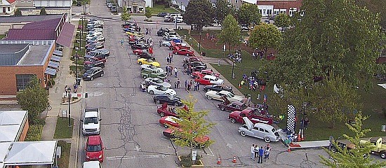 Town Marshal Matt Tallent used a drone to shoot these photos of cars on the Town Square for the Sept. 6th Hope Cruise-IN.