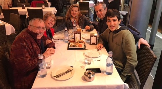 In March, Pastor Warren Kirk and his wife, Helen went to Europe to celebrate their 50th wedding anniversary. They had a Spanish tapas dinner with Jaime, their former exchange student, and his parents in Madrid, Spain.