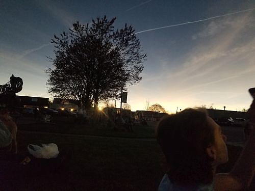 Hope Town Square during totality at Total Eclipse of the Hope on the Hope Town Square April 8, 2024. Photo credit: Scott Strietelmeier.