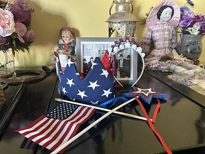 Crowns for Lil Miss & Mister Firecracker on display at the Yellow Trail Museum ahead of the Old-Fashioned Independence Day celebration, hosted by the Yellow Trail Museum, on Friday, June 28, 2024, on the Hope Town Square in downtown Hope, Ind. Photo credit: Susan Thayer-Fye.