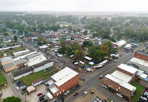 Aerial view of the 56th Annual Hope Heritage Days on the Hope Town Square, downtown Hope, Ind. September 2024. Photo credit: Devon Foster.