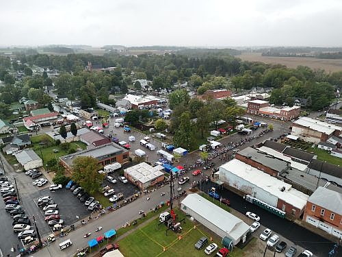 Aerial view of the 56th Annual Hope Heritage Days on the Hope Town Square, downtown Hope, Ind. September 2024. Photo credit: Devon Foster.