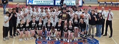 Boys Basketball Sectional and Regional Champs and Girls 7th Grade MHC Champs. April 2025. Photo courtesy of Kyle Shipp.