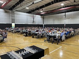 Nearly 250 former Hauser graduates gathered for the annual Alumni Banquet at the Hauser Gymnasium located at Hauser Jr.-Sr. High School in Hope, Ind. May, 17, 2025. Photo credit: Adam Miller.
